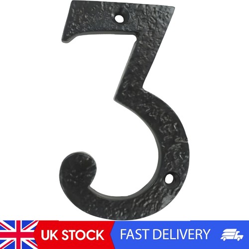 Cast iron house number 3 - cast, 4"